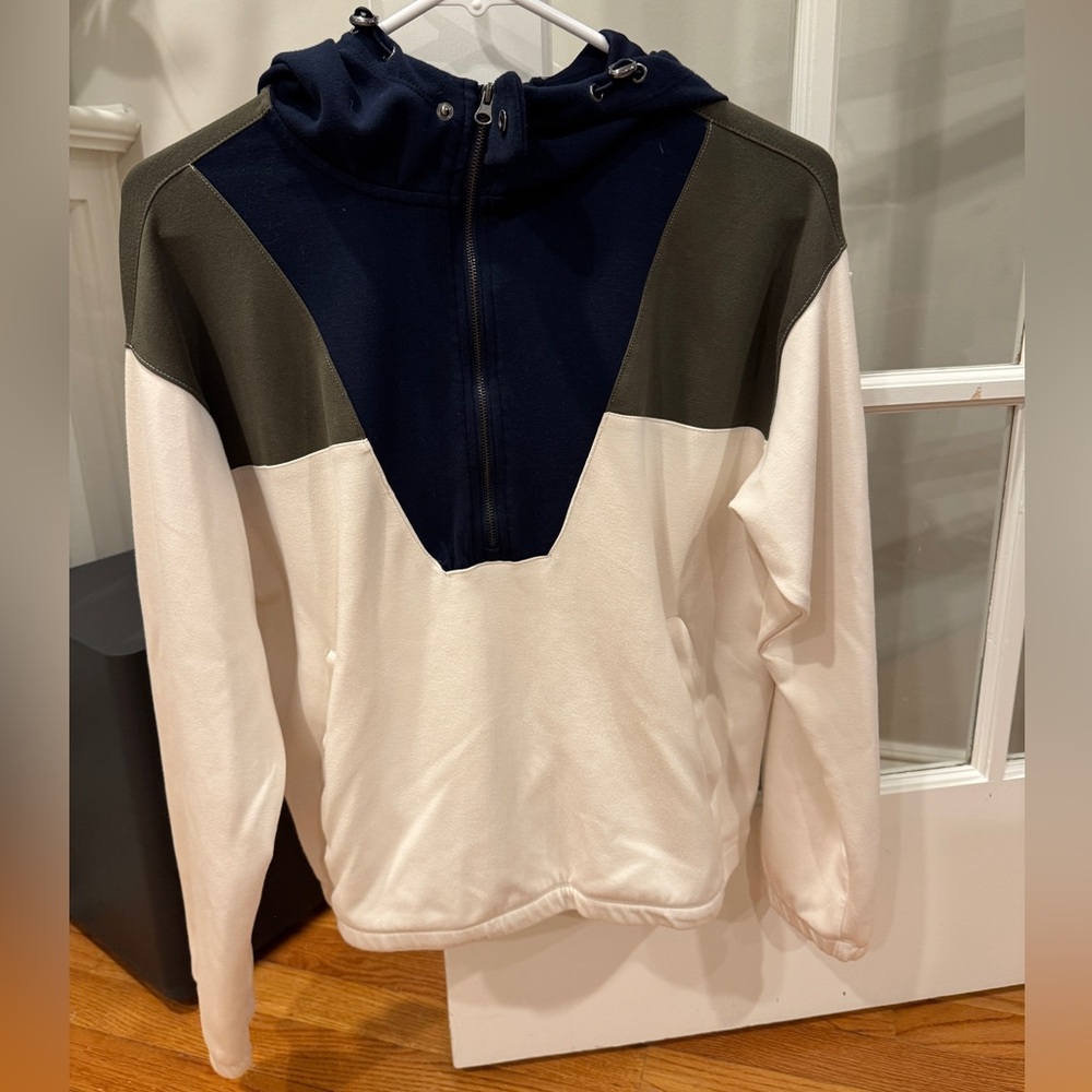 Aqua Women’s Colorblock Half-Zip Hoodie in Navy, Olive & Cream